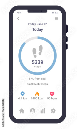 Mobile Health Tracker App Interface with Steps and Calories
