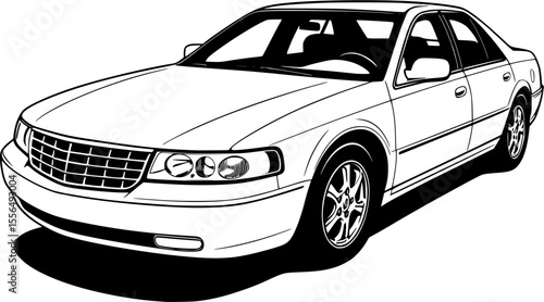 Black and white luxury sedan car 