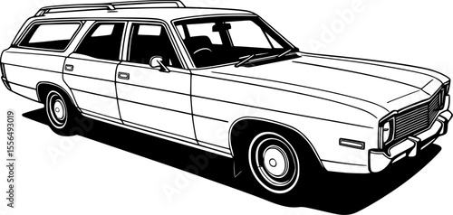 classic station wagon vector illustration