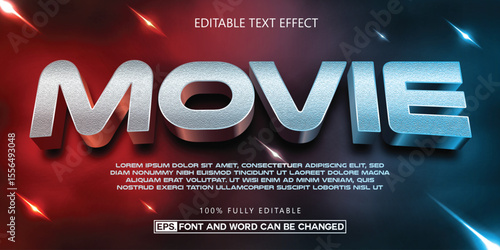 Movie editable text effect, Metalic style