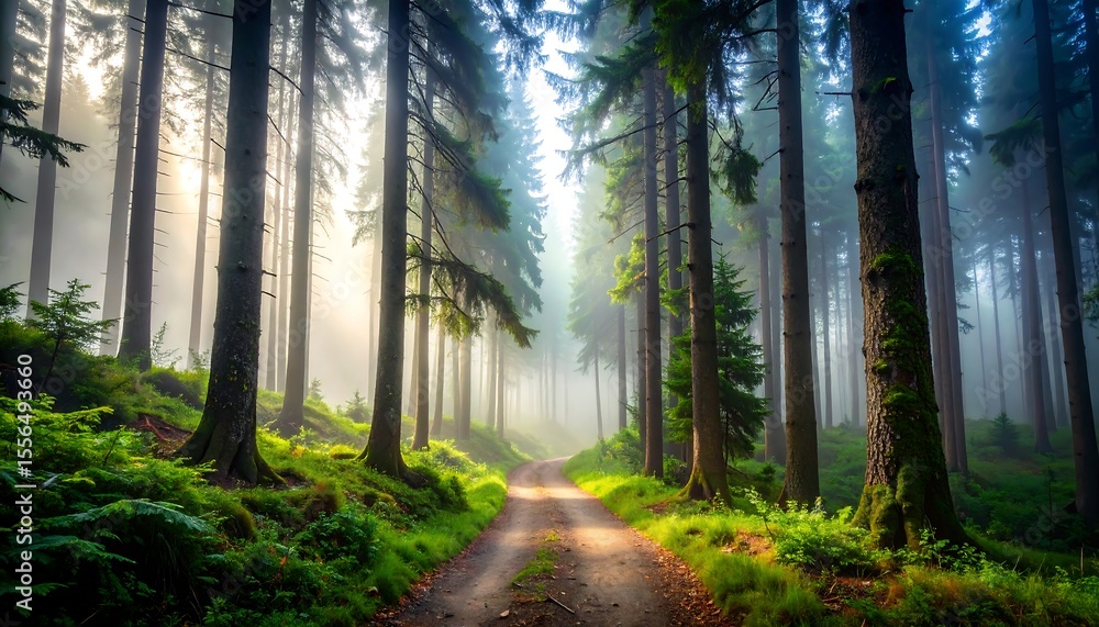 Obraz premium Misty forest path