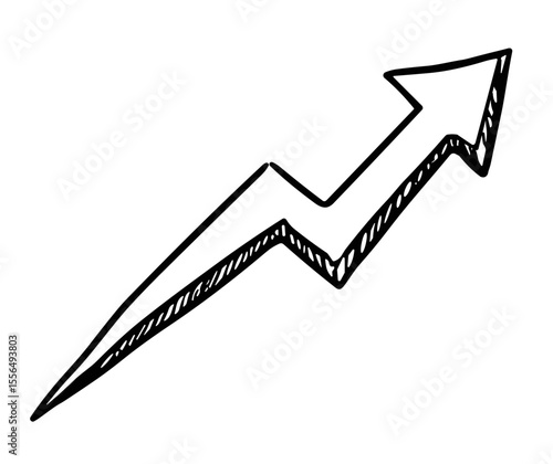 Doodle sketch vector icon of a zigzag arrow for growth and progress concepts