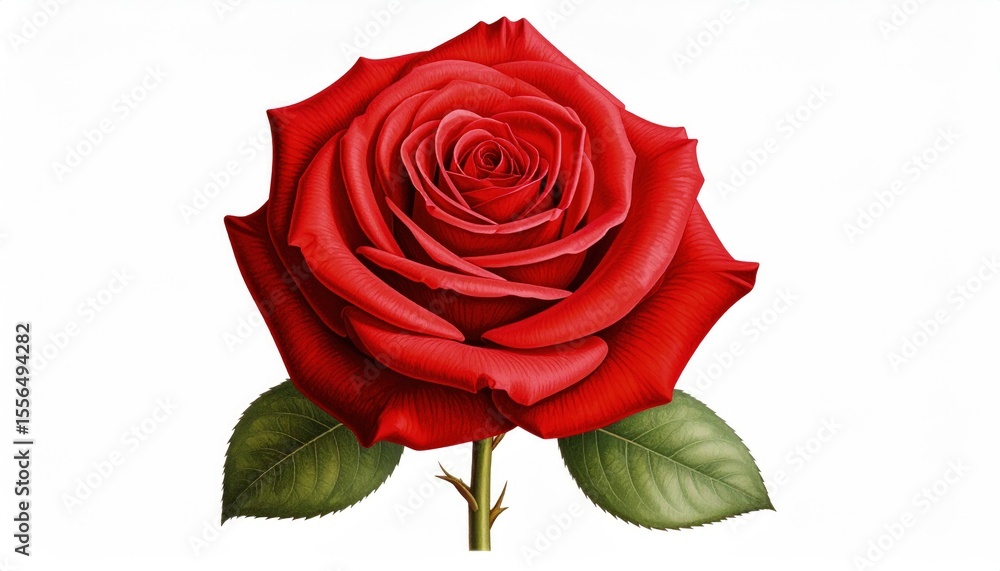 Naklejka premium Single red rose, detailed illustration