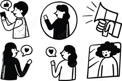 Social Interaction Line Icons