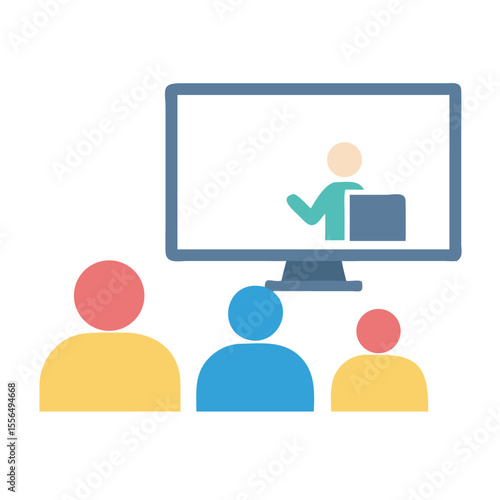 Modern classroom with hybrid learning setup students vector art design 