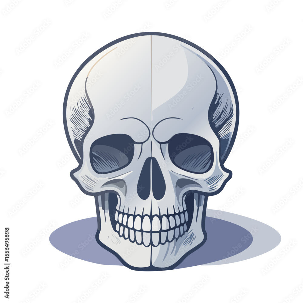Obraz premium Stylized Skull Illustration with Light and Shadow. Decorative Anatomy Concept. Isolated Vector Graphic for Spooky or Horror Design Projects. Anatomy Icon