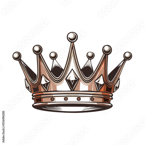 Elegant royal crown illustration with diamond accents isolated on black background