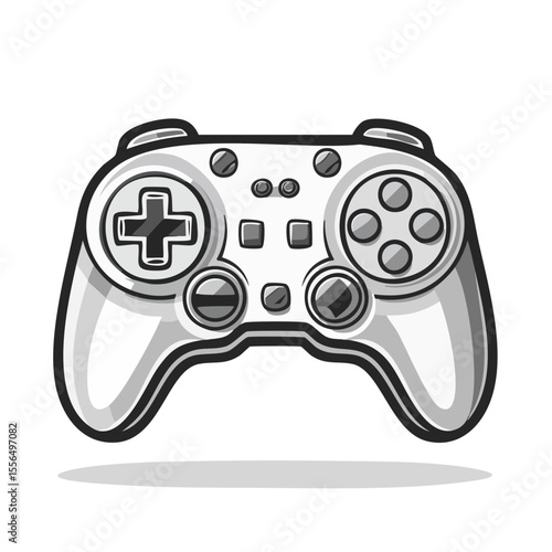 Cartoon Style Gamepad Illustration on Black Background, Gaming Controller for Entertainment