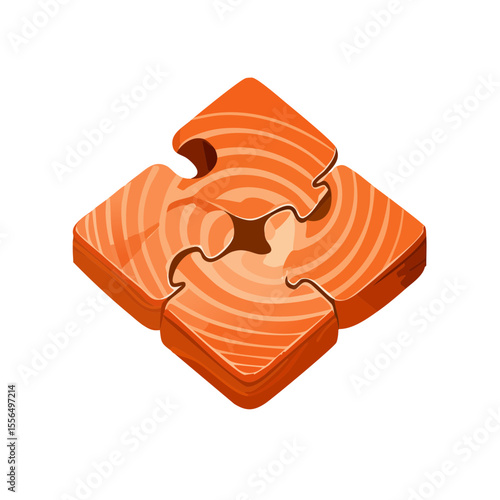 Salmon Steak Puzzle Pieces Assembled Symbolizing Connection and Completeness