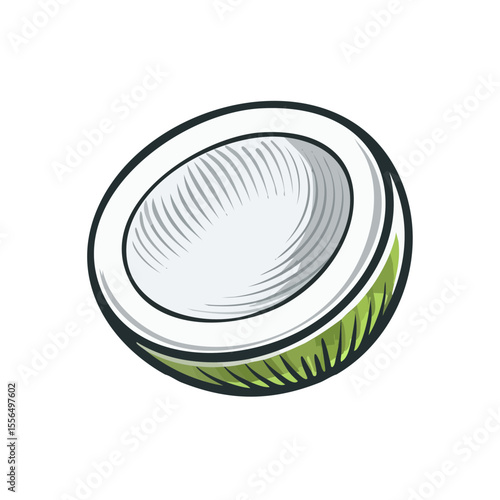Sliced Coconut Half Fresh Tropical Fruit Illustration Food Design Ingredient