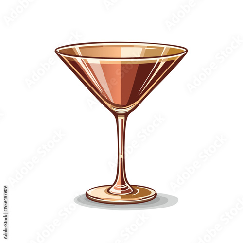 Illustration of stylish copper colored martini cocktail against a black background, perfect for bars, restaurants, and creative designs