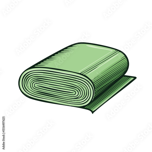 Illustration of Rolled Fabric Bolt or Textile, Sewing Material Supply Isolated on Black