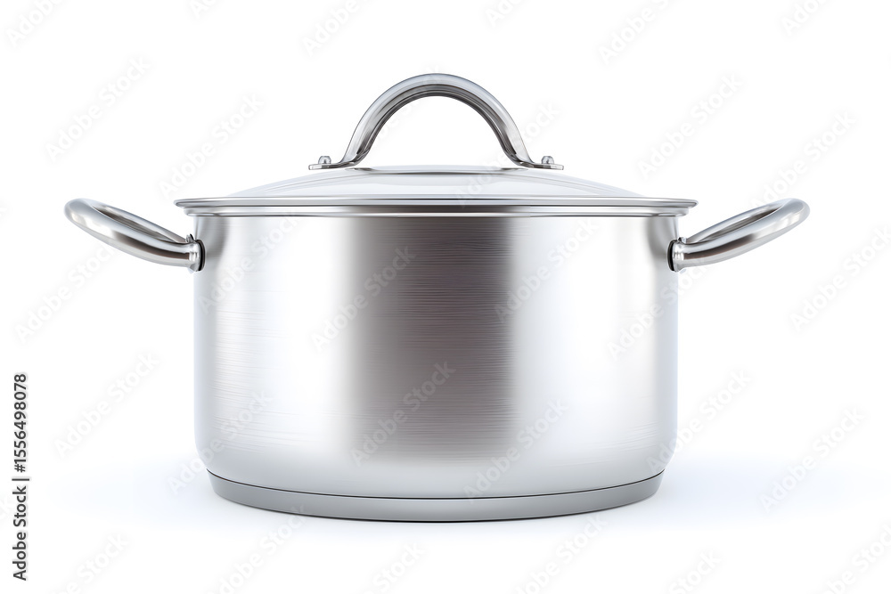 Stainless steel cooking pot isolated on white background.High-quality stainless steel cooking pot with handles, isolated on white background. Ideal for product mockups, kitchenware ads, or cooking-rel Stainless steel cooking pot isolated on white background.High-quality stainless steel cooking pot with handles, isolated on white background. Ideal for product mockups, kitchenware ads, or cooking-rel