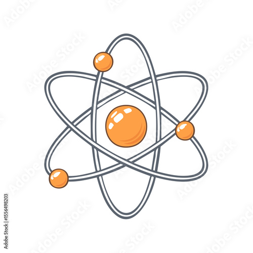 Atom Model with Electrons Orbiting Nucleus on Black Backdrop Atomic Structure Illustration
