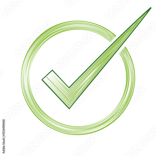 Green check mark in a circular design indicating approval completion or selection on a black background