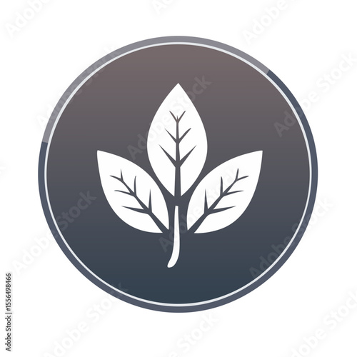 Three Leaf Plant Icon in Gradient Circle Symbol for Natural Products and Environment Designs