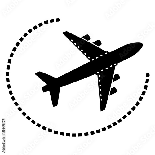 Icon of a cargo plane flying with dotted path vector on white background