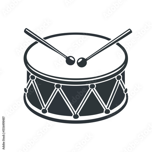 Line Art Illustration of a Drum Set with Drumsticks for Music and Percussion Concepts