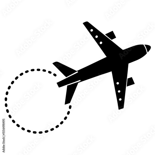 Icon of a cargo plane flying with dotted path vector on white background