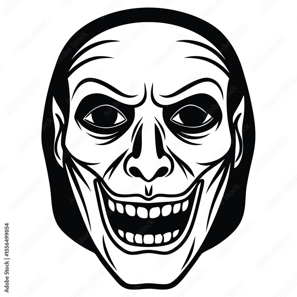 Fototapeta premium Vector illustration of a Halloween skull with scary teeth and spooky bones, perfect for tattoo art or a pirate symbol
