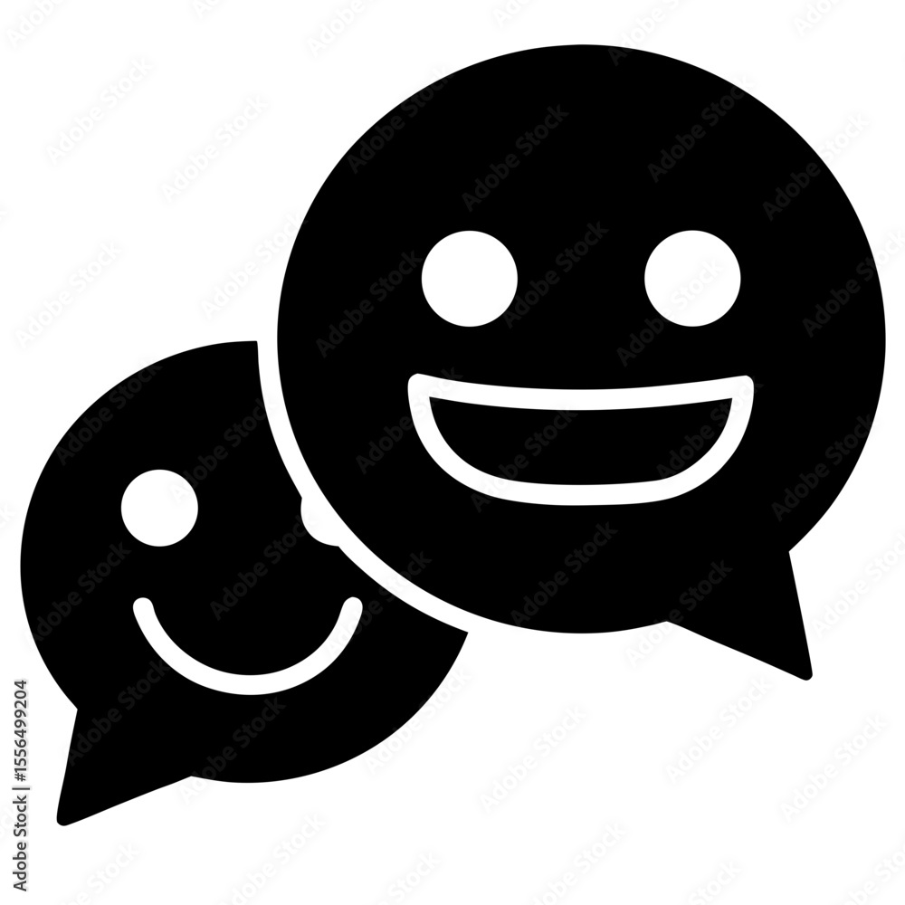Fototapeta premium Chat with Emoji vector icon on white background
