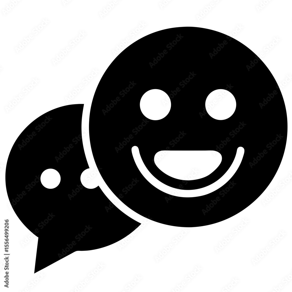 Fototapeta premium Chat with Emoji vector icon on white background