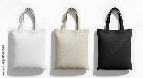 Versatile Tote Bags White, Beige, Black - Mockup for Design