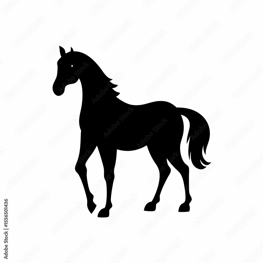 Black horse silhouette vector illustration of a running stallion Black horse silhouette vector illustration of a running stallion