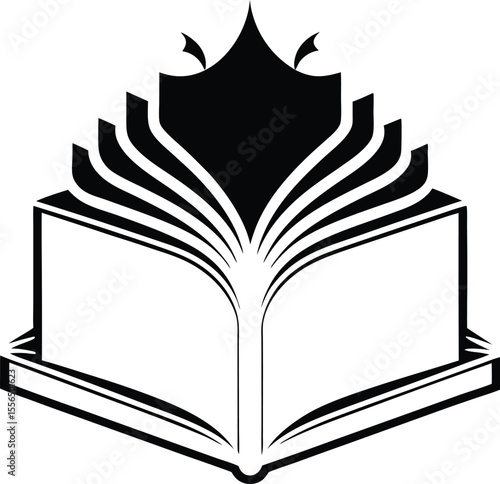 Flaming Book Icon Silhouette