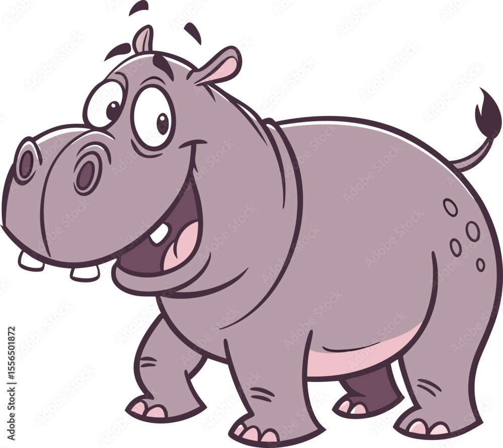 Fototapeta premium Cheerful Cartoon Hippopotamus illustration