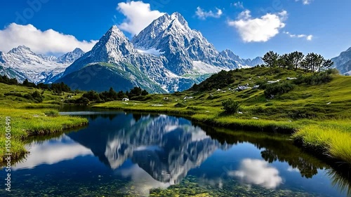 Majestic Mountain Reflection in Alpine Lake