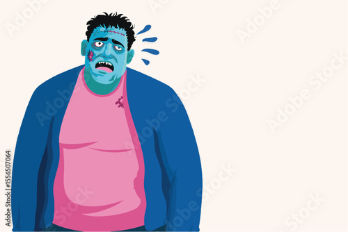 Cartoon vector illustration of a Halloween zombie character