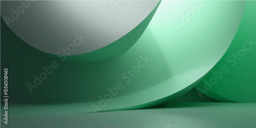 Abstract green background with flowing wave patterns and ample copy space for design and business use