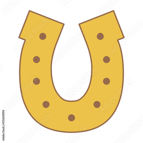 Horseshoe with nails, isolated. Good luck symbol, lucky charm, talisman. Flat vector illustration. 2026 Japanese, Korean, Vietnamese Chinese Lunar New Year holiday logo, icon, design element