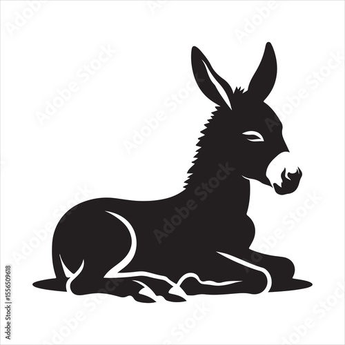 siting  donkey Silhouette Vector Art, and Graphic, vector black color silhouette 