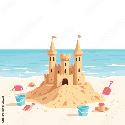sandcastle on the beach vector