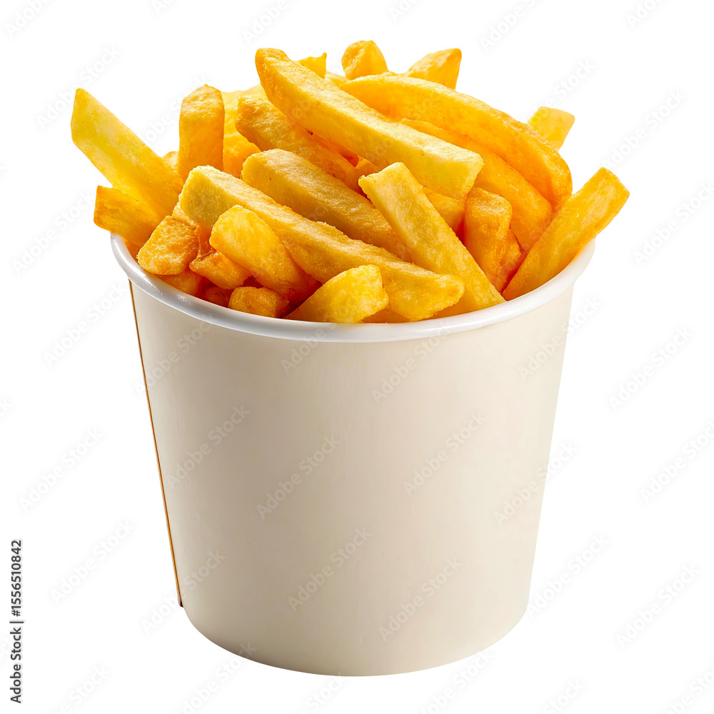 Crispy French fries in paper cup isolated on transparent background
Crispy French fries in paper cup isolated on transparent background