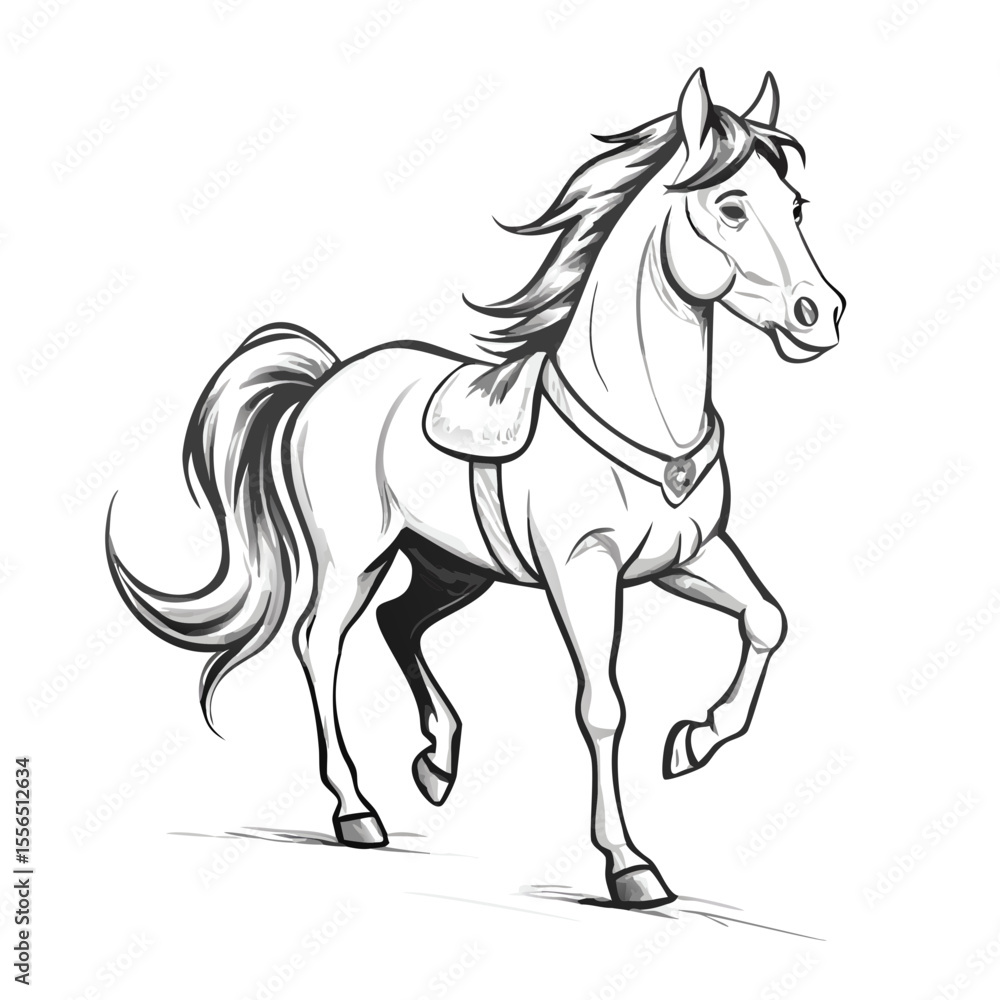 Black horse silhouette vector illustration of a running farm animal Black horse silhouette vector illustration of a running farm animal