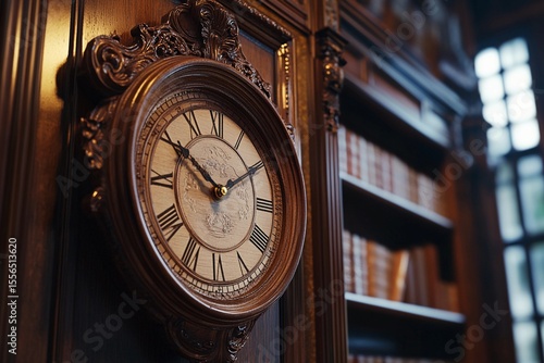 Classic carved wooden wall clock with vintage charm