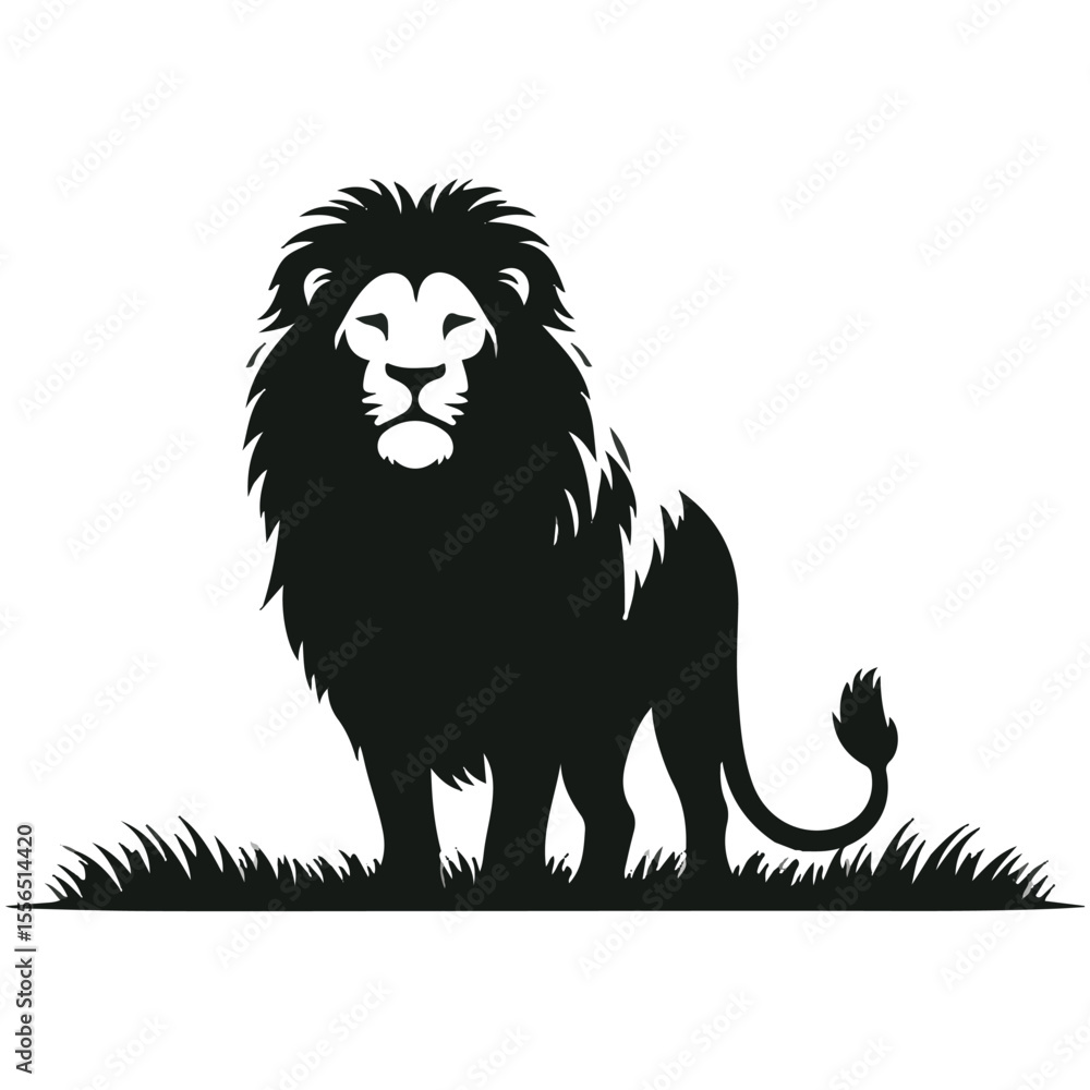 Obraz premium Lion Silhouette Vector on White Background 