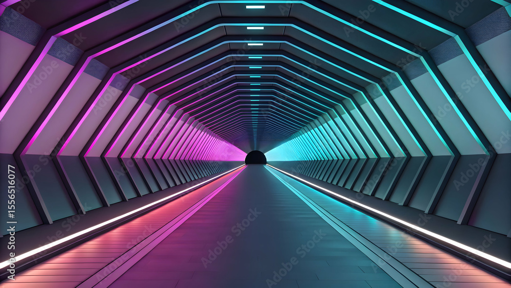 Obraz premium Futuristic 3D tunnel with looping geometric animation