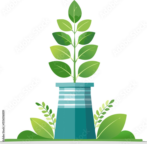 Illustration flat d’une usine durable