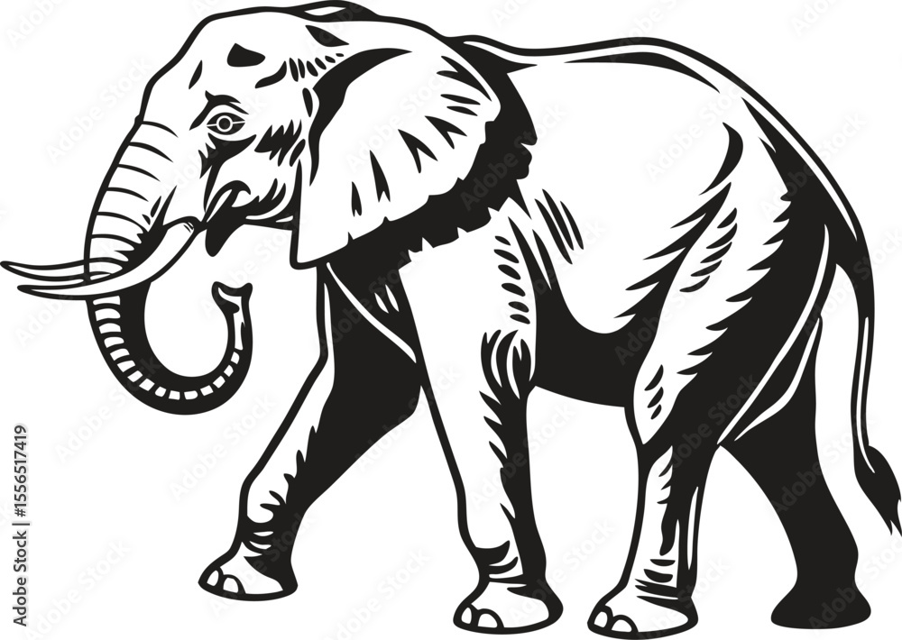Fototapeta premium vector illustration of an elephant, elephant silhouette, elephant silhouette art, silhouette of a elephant,