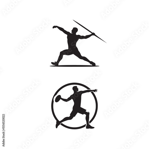 athletes throwing javelin discus