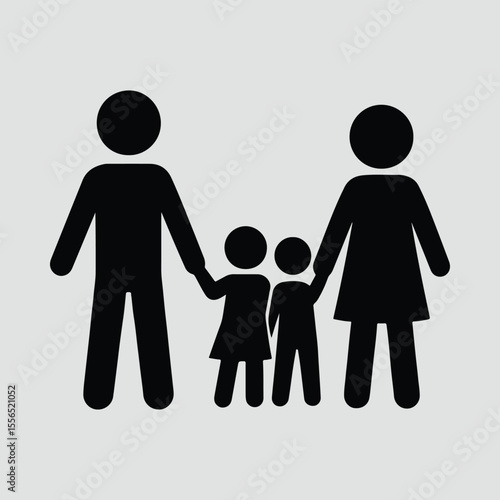 Silhouette family holding hands parental love and care concept Vector illustration