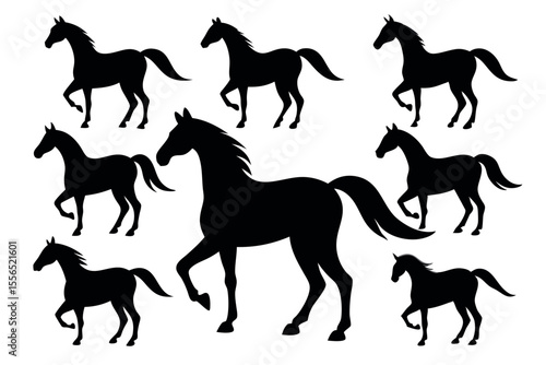 Running Horse Silhouette Vector – Galloping Wild Horse Illustration for Logo, Print, and Poster Design