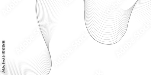 Elegant black gradient wave lines flowing smoothly on a white background. Modern abstract design ideal for sound waves, technology, communication, or futuristic creative visuals.