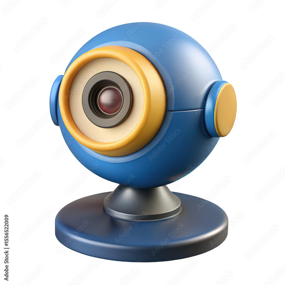 Blue and yellow webcam isolated on transparent background Blue and yellow webcam isolated on transparent background
