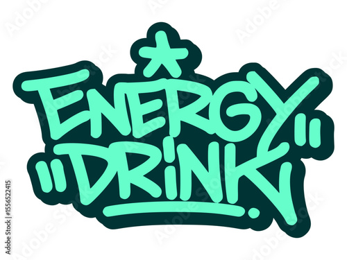 Graffiti tag of “Energy Drink” in bold, sharp strokes with electric vibes. Perfect for extreme sports branding and energetic urban visuals.