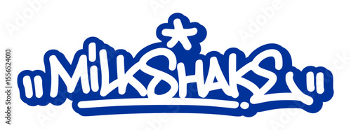 Graffiti tag of “Milkshake” in thick, creamy lettering with playful drip effect. Perfect for dessert drink branding and retro cafe designs.